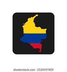 Colombia map silhouette with flag on black background
