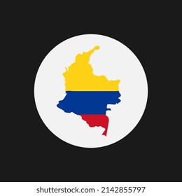 Colombia map silhouette with flag on white background