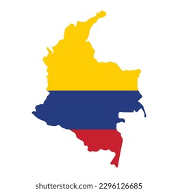 Colombia map silhouette national flag vector illustration concept.