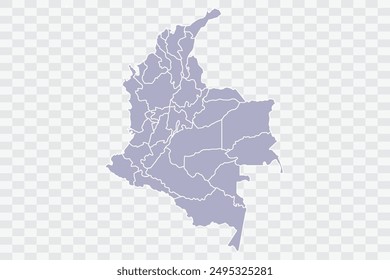 Kolumbien Karte Silber Farbe auf weißem Hintergrund Qualität Dateien PNG