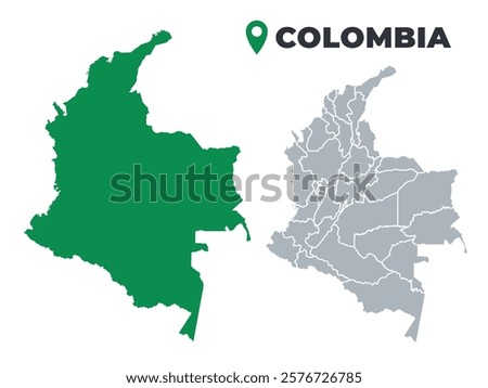 Colombia map simple flat outline vector set