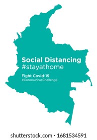 Colombia map with Social Distancing #stayathome tag