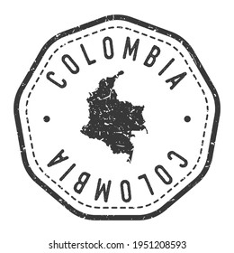 Colombia Map Stamp Retro Postmark. Silhouette Postal Passport. Seal Round Vector Icon. Badge Vintage Postage Design.