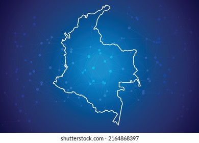 Colombia Map Technology  with network connection background