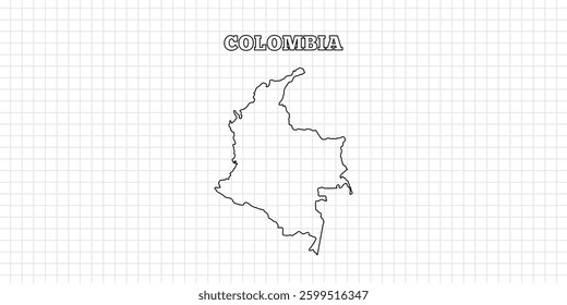 Colombia map travel with outline simple drawing version Illustration