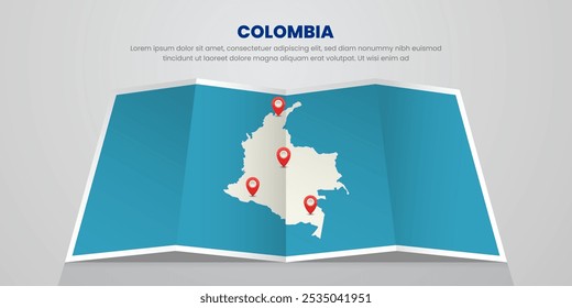 mapa de colômbia viagens com pin tag localização design Ilustração