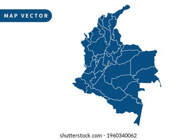 Colombia map vector, blue color . on white background. vector eps 10.