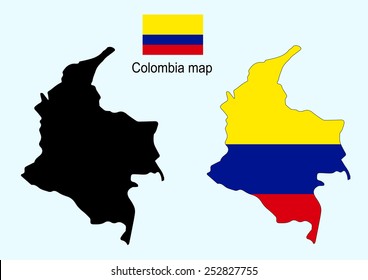 Colombia map vector, Colombia flag vector