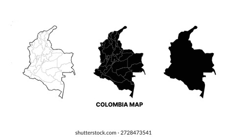Diseño de Ilustración vectorial de mapas de Colombia