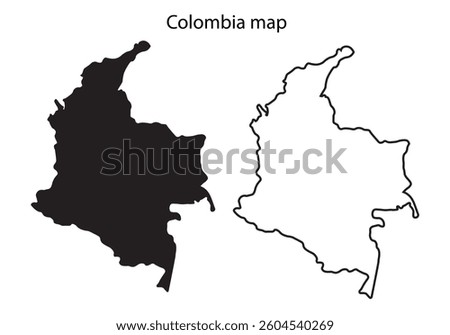 Colombia map vector illustration, Colombia map silhouette, Colombia country Landscape, Black and white Colombia map