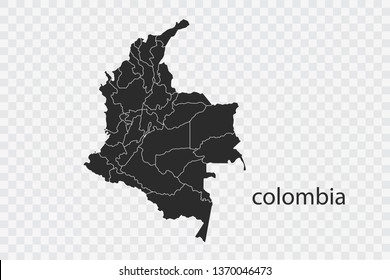 colombia map vector, isolated on transparent background