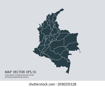 Colombia map vector, isolated on gray background