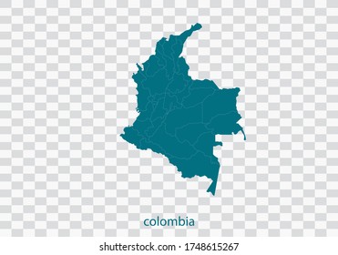 vector de mapa de colombia, color de cáscara aislado sobre fondo transparente
