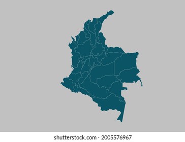 Vector de mapa de Colombia, color azul marino aislado en fondo gris