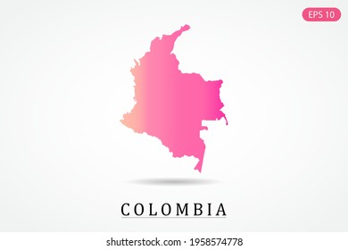 Colombia Map - World Map International vector template with Pink gradient color isolated on white background - Vector illustration eps 10