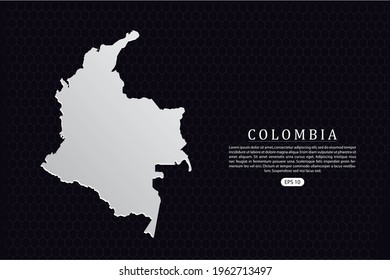 Colombia Map - World Map International vector template with White Color isolated on hexagon background - Vector illustration eps 10