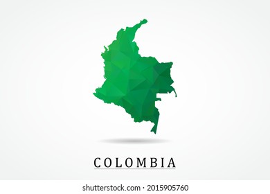 Colombia Map - World Map International vector template, low polygon style with green color isolated on white background - Vector illustration eps 10