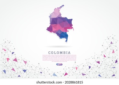 Colombia map - World Map International vector template with polygon pink color gradient isolated on white background for education, website, banner, infographic - Vector illustration eps 10