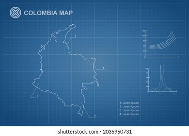 Mapa de Colombia - Mapa Mundial Plantilla vectorial internacional con estilo de contorno y color blanco aislado en el fondo del plano - Ilustración vectorial 10