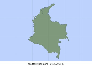 Mapa de Colombia - Mapa mundial Planilla vectorial internacional de color verde sobre fondo azul y diseño de rejilla para diseño, educación, sitio web, infografía, banner - Ilustración vectorial eps 10