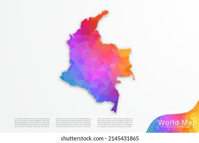 Mapa de Colombia - Mapa Mundial Planilla vectorial internacional con estilo de polígono y gradiente colorido aislado en fondo blanco para sitio web, diseño, infografía - Ilustración vectorial eps 10