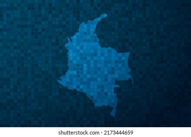 Colombia Map - World Map international vector template with technology style isolated on blue pixel background for education, design, website, infographic - Vector illustration eps 10