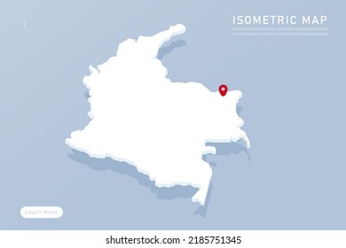 Colombia Map - World map International vector template with isometric style including shadow, white, blue color isolated on blue background for design, infographic - Vector illustration eps 10