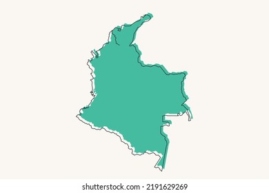 Mapa de Colombia - Mapa mundial Planilla vectorial internacional con formas geométricas negras y verdes y estilo de líneas aisladas en fondo blanco para diseño, infografía - Ilustración vectorial eps 10