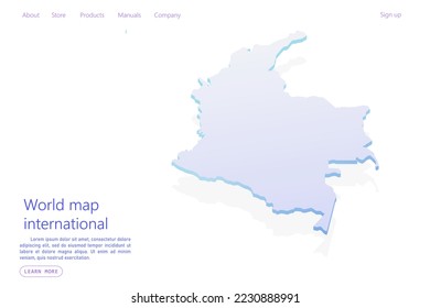 Colombia Map - World map International vector template with isometric style including shadow, purple and blue color isolated on white background for design, website - Vector illustration eps 10