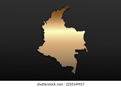 Colombia Map - World map International vector template with 3D, gold luxury style including shadow on black background for design, education, website, infographic - Vector illustration eps 10