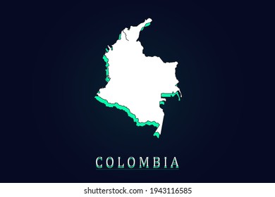 Colombia Map - World map vector template with green and white  color gradient isolated on dark background - Vector illustration eps 10