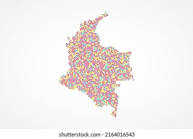 Colombia Map - World map vector template with colorful dots, grid, grunge, halftone style isolated on white background for education, infographic, design, website - Vector illustration eps 10