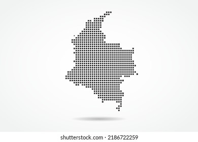 Mapa de Colombia - Mapa mundial del vector plantilla con píxel negro, rejilla, grunge, estilo de medio tono aislado en fondo blanco para educación, infografía, diseño, banner - Ilustración vectorial eps 10