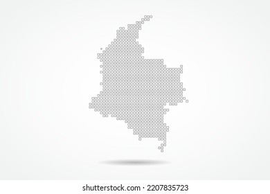 Colombia Map - World map vector template with square pixel thin black and outline sketch style isolated on white background for education, infographic, design - Vector illustration eps 10
