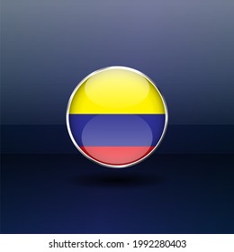 colombia national flag Circle button Icon. Simple flag, official colors and proportion correctly. Flat vector illustration.