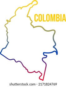 Colombia national flag colors gradient line map