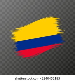 Colombia national flag. Grunge brush stroke. Vector illustration on transparent background.