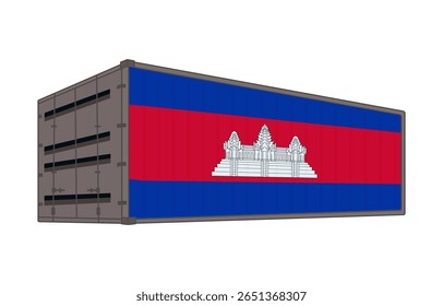Colombia national flag with shipping container