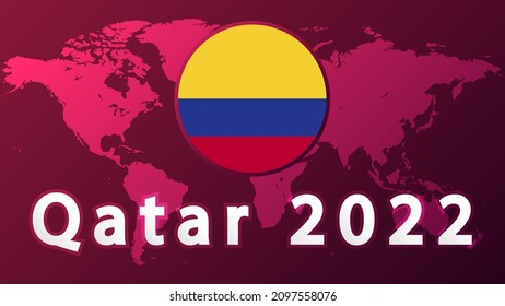 Colombia national football team.2022 football competition vector design. Not official logo qatar 2022. .Football Tournament, Football Cup, Background Design Template, Vector Illustration, 2022