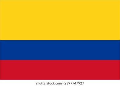 Colombia official flag vector with standard size and proportion. National flag emblem with accurate size and colors.