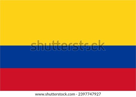 Colombia official flag vector with standard size and proportion. National flag emblem with accurate size and colors.