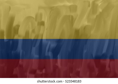Colombia painted / drawn vector flag. Dramatic, unusual look. Vector file contains flag and texture layers