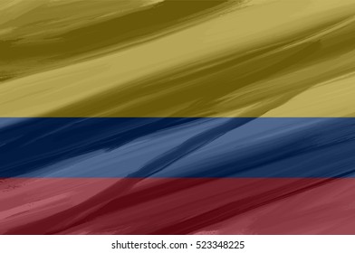 Colombia painted / drawn vector flag. Dramatic, unusual look. Vector file contains flag and texture layers