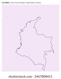 Colombia plain country map. High Details. Outline style. Shape of Colombia. Vector illustration.