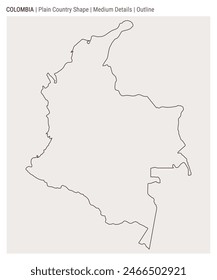 Colombia plain country map. Medium details. Outline style. Shape of Colombia. Vector illustration.