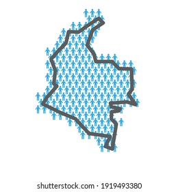 Colombia population map. Country outline made from people figures