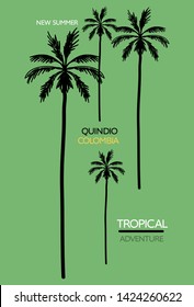 colombia quindio new summer, tropical adventure, palm tree, t-shirt design vector illustration