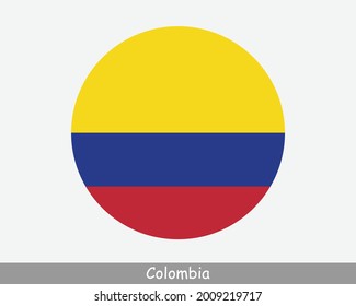 Colombia Round Circle Flag. Colombian Circular Button Banner Icon. EPS Vector