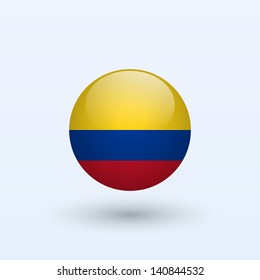 Colombia round flag. Vector illustration.