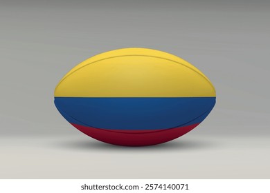 Colombia rugby ball featuring the national flag design on a gray background